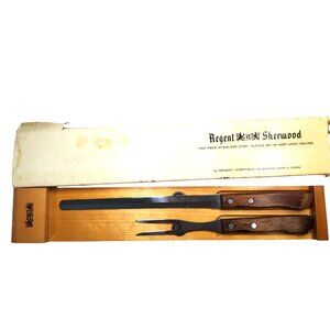 new old stock vintage regent sherwood 2 piece stainless steel carving set in har